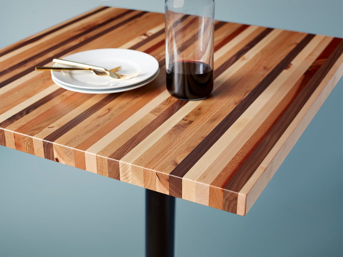 Handcrafted solid mixed wood tabletop