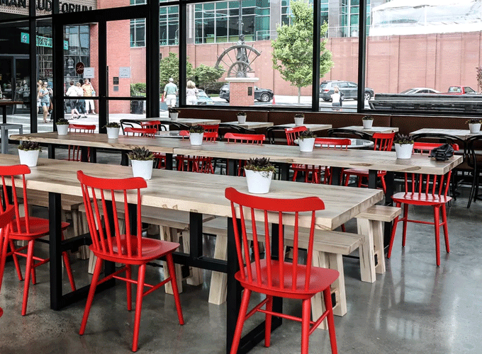 Red Windsor Chair in a Restaurant