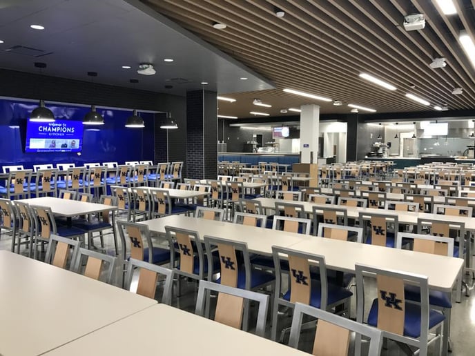 Custom university dining chairs at University of Kentucky cafeteria